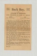 History of Back Bay by Fuller & Whitney, 1814 to 1882, Perkins Collection 1850 to 1900 Advertising Cards